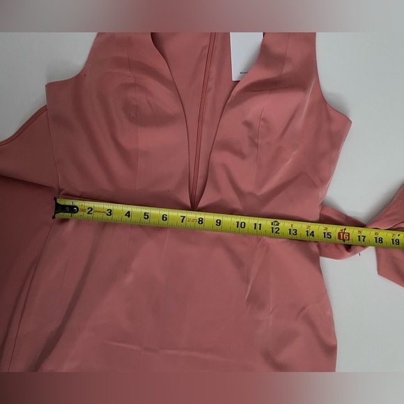 Lovers & Friends CHICHIRA GOWN Pink satin faux wrap plunge neck maxi gown m - Picture 6 of 12